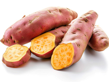 Sweet potatoes isolated on white background. Sweet potatoes. Sweet potatoes.の素材