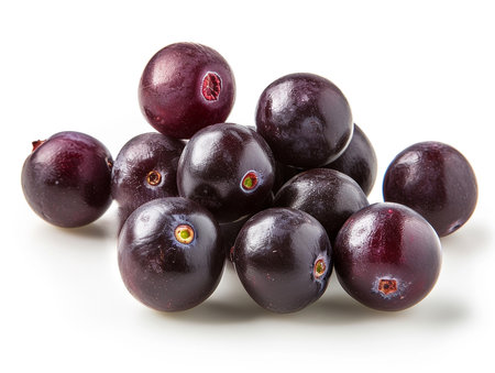 Cranberry berries isolated on white background cutout. Sweet berry.の素材