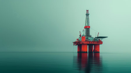 Oil platform in the sea. 3d render. Oil and gas industry.の素材