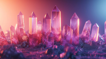 Fluorite crystals on black background. 3d render illustrationの素材