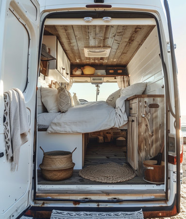 Campervan on the beach. Holidays in motor home.の素材