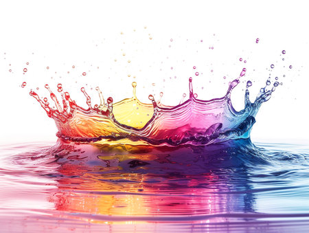 Beautiful water splashes isolated on white background. 3d renderingの素材