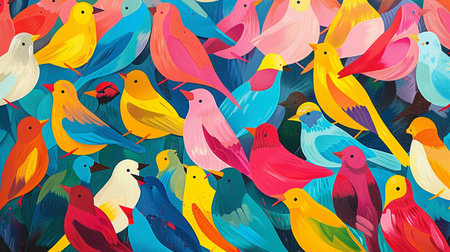 Seamless pattern with colorful birds. Vector illustration for your designの素材