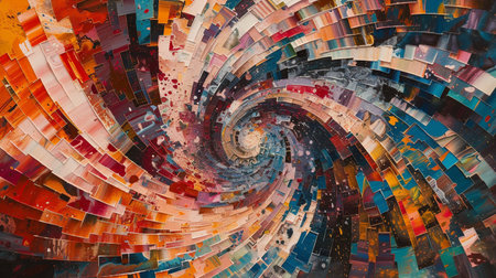 abstract background with a spiral of colored squares in the form of spiralsの素材