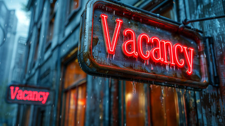 Vacancy sign on a street in New York City, USAの素材