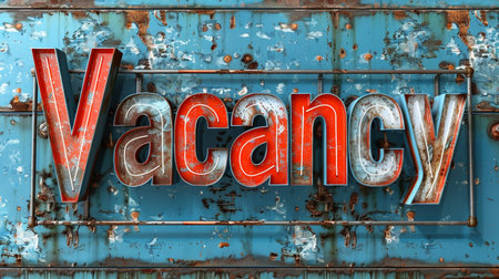 VACANCY word on rusty background. 3D rendering.の素材