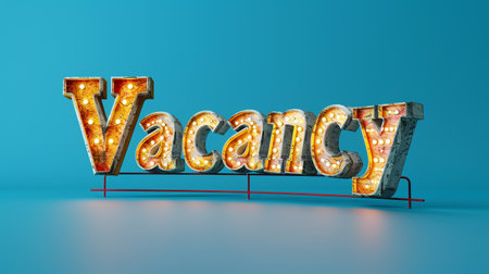 Vacancy 3D sign on blue background. 3D renderingの素材