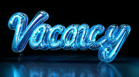 Vocabulary 3d word in blue neon light on black backgroundの素材