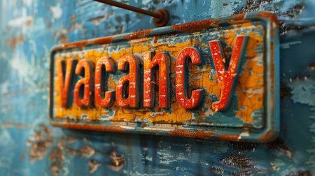 Vacation vintage lettering on an old rusty metal door.の素材