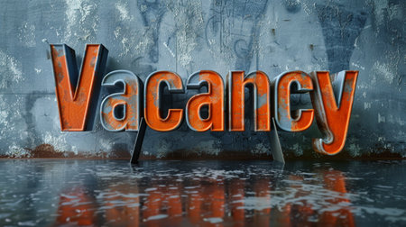 Vacancy 3d word on grunge wall background with reflectionの素材