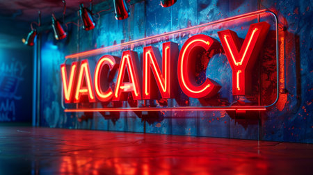 Vacancy neon sign on the wall. 3D rendering.の素材