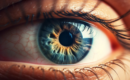 Close-up of human eye with iris. 3D renderingの素材