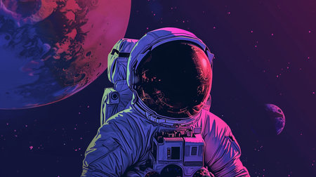 Astronaut in outer space. Elements of this image furnished by NASAの素材