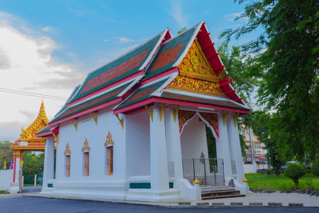 Buddhist temple of Wat Tamnak Tai  is the among old Thai temple near the river, Nonthaburi province Thailand.の写真素材