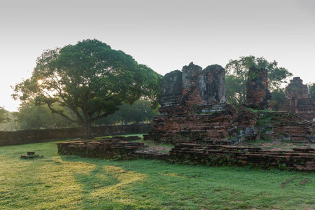 Buddhism pagoda and chapel  in AYUTTHAYA city の写真素材