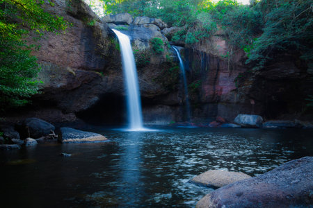 waterfall of Thailand in the jungle.の写真素材