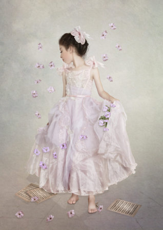 Girl in pink dressの写真素材