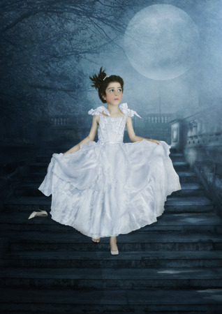 Cinderella on stairsの写真素材
