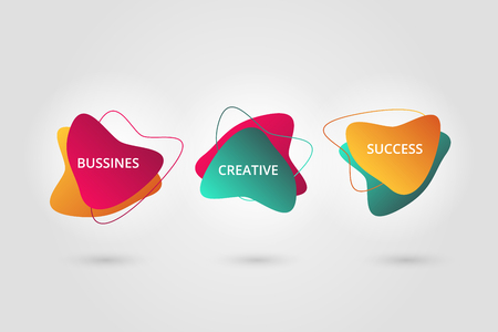 Set of modern abstract vector banners. Flat geometric shapes of different colors with gradient. Template ready for use in web or print design.のイラスト素材