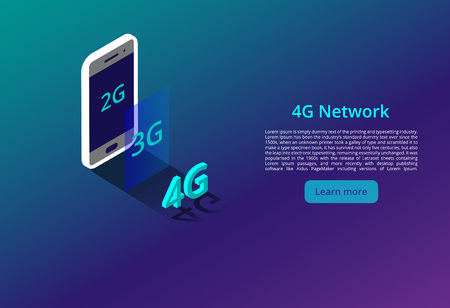 4G new wireless internet wifi connection. isometric vector concept. automation with computer networking illustrationのイラスト素材