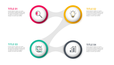 Infographic design vector and marketing icons for diagram, graph, presentation and round chart. Concept with 4 optionsのイラスト素材