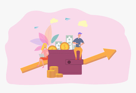 Financial transactions, protection of savings, cashless payment transactions and financial transfers.のイラスト素材