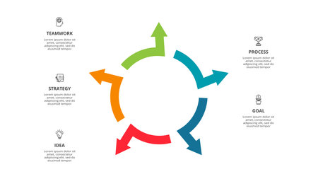 Abstract arrows of graph, diagram with 5 steps, options, parts or processes.のイラスト素材