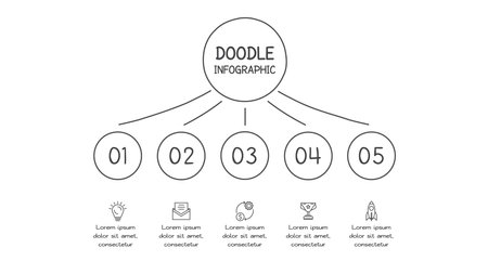 Doodle infographic elements with 5 options.のイラスト素材