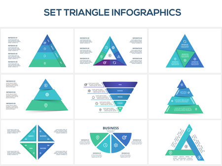 Triangle with 4 elements, infographic template for web, business, presentations, vector illustration.のイラスト素材