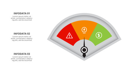 Speedometer infographic with 3 elements template for web, business, presentations, vector illustration.のイラスト素材