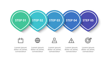 Creative concept for infographic with 5 steps, options, parts or processes.のイラスト素材