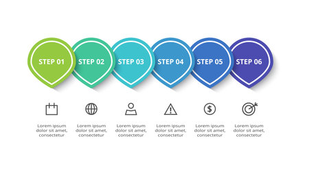Creative concept for infographic with 6 steps, options, parts or processes.のイラスト素材