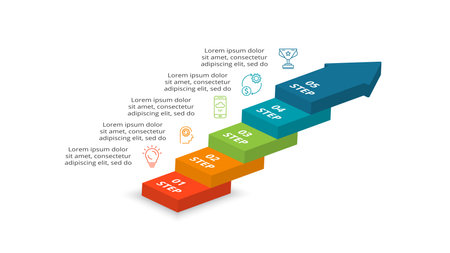 Vector pyramid up arrows infographic, diagram chart, triangle graph presentation.のイラスト素材