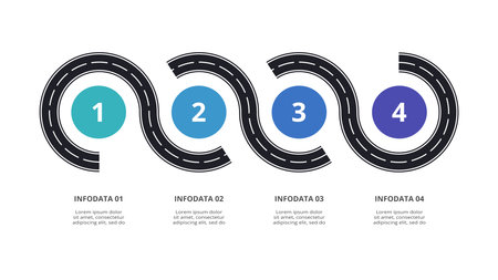 Road concept for infographic with 4 steps, options, parts or processes.のイラスト素材