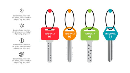 Key concept for infographic with 4 steps, options, parts or processes.のイラスト素材