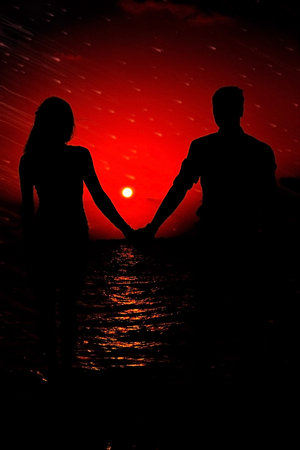A Couple on the Beach at Sunset