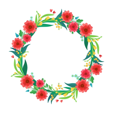Vector flower wreath. Greeting card and Ecard vector bannerのイラスト素材