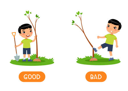 Vector of Antonyms concept GOOD and BAD. - ID:1-153573633 - Royalty ...