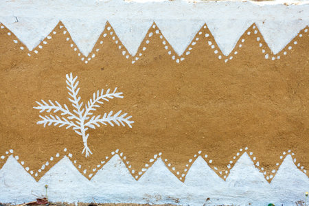 Indian tribal art white paint on wall