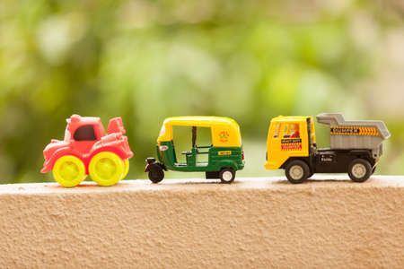 Closeup of kids toys on natural isolated backgroundの写真素材
