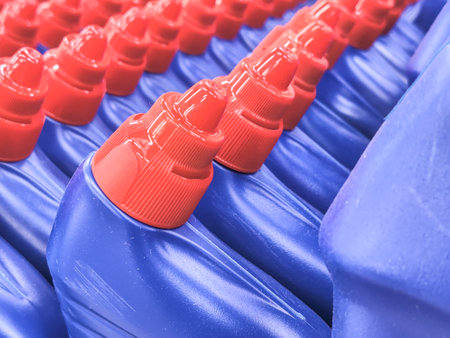 Set of bottles with Toilet Cleaner closeupの写真素材