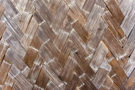 Details of the Rajasthani handmade woven bamboo mat displayed in Manav sangrahyala at Bhopal, India.