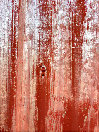 A red and white background with a person in the foreground. The person is holding a gun. The...