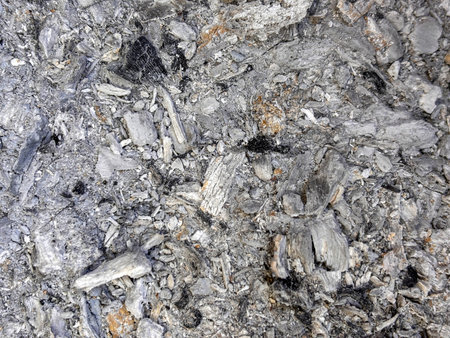 A pile of gray and black rocks with some black and white pieces. The rocks are scattered and the...
