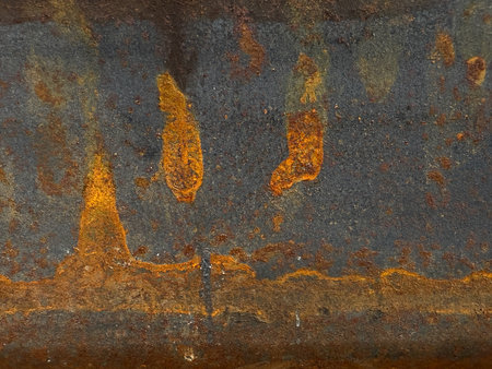 The image is of a rusted metal surface with a lot of brown and orange spots. The surface appears to be old and worn, with a sense of decay and abandonment. The texture of the surface is roughの写真素材