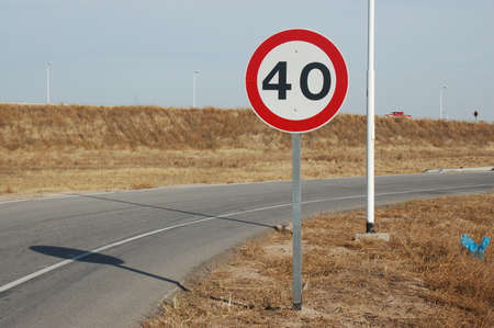 Maximum speed sign (40) on a route.の写真素材