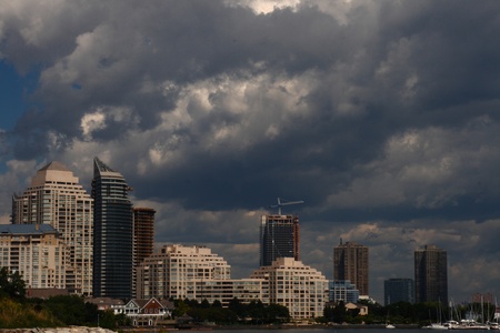 humber west area of toronto with condominium buildingsの写真素材