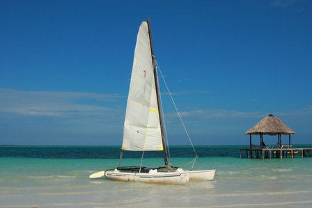 sailboat on tropical beach