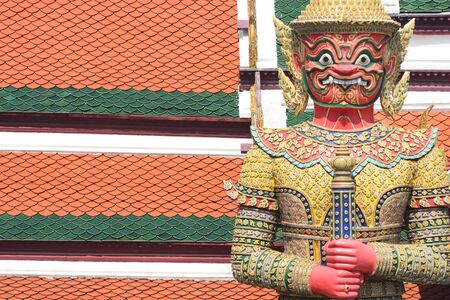 The Thai Giant model with Thai traditional dress,thailandの写真素材