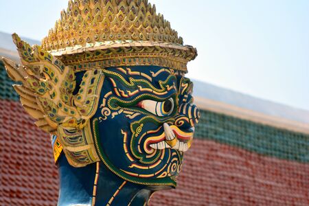 The Thai Giant model with Thai traditional dress,thailandの写真素材